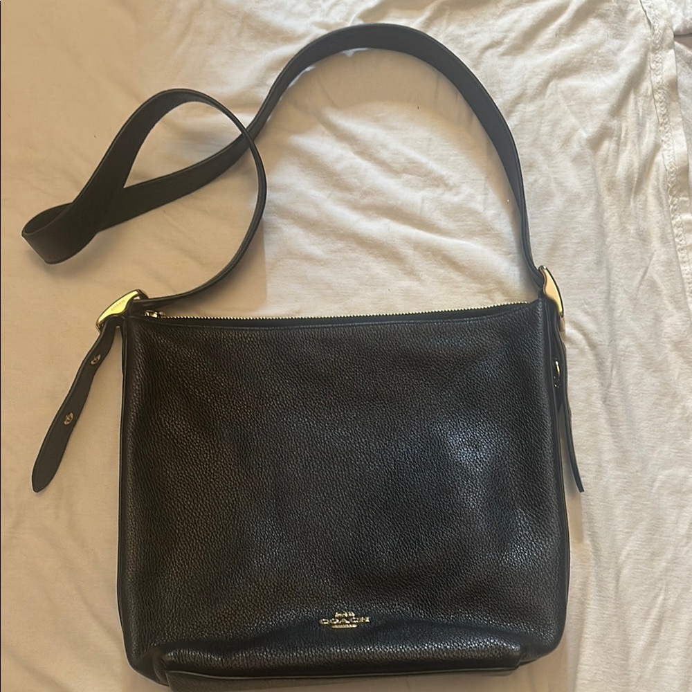 Coach Black Pebbled Leather Shoulder Bag